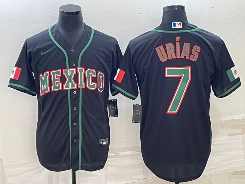 Men 2023 World Cub Mexico 7 Urias Black Nike MLB Jersey5